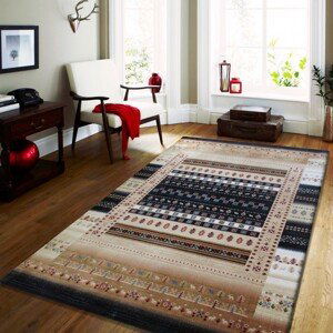 Moderní koberec s geometrickými vzory v modré barvě Šířka: 160 cm | Délka: 220 cm