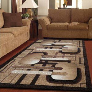 Kusový koberec hnědé barvy s geometrickými tvary Šířka: 150 cm | Délka: 210 cm