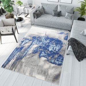 Šedomodrý moderní koberec ve skandinávském stylu