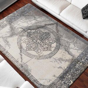 Šedý koberec se vzorem mandaly Šířka: 120 cm | Délka: 170 cm