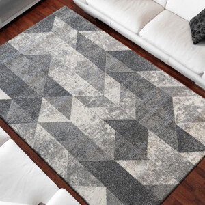 Šedý koberec s moderním vzorem Šířka: 120 cm | Délka: 170 cm