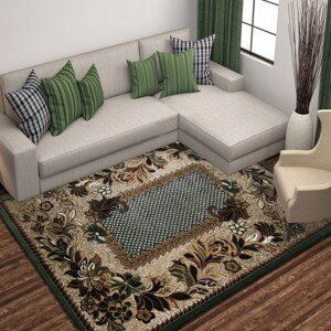 Stylový vintage koberec se zeleným okrajem Šířka: 90 cm | Délka: 310 cm