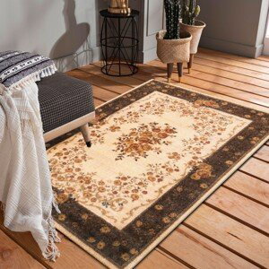 Originální hnědo krémový vintage koberec do obývacího pokoje Šířka: 120 cm | Délka: 170 cm