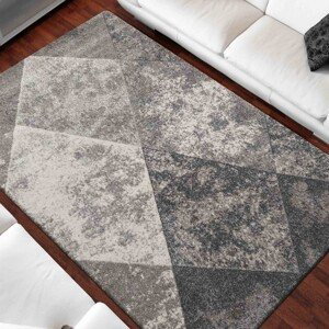 Originální šedý koberec do obývacího pokoje s motivem kosočtverců Šířka: 80 cm | Délka: 150 cm