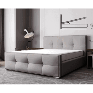 Luxusní čalouněná postel v glamour stylu světle šedá 180 x 200 cm s úložným prostorem