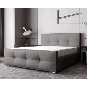 Luxusní čalouněná postel v glamour stylu šedá 180 x 200 cm s úložným prostorem