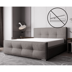 Luxusní čalouněná postel v glamour stylu šedá 180 x 200 cm bez úložného prostoru