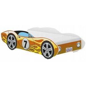 Kvalitní žlutá dětská postel 160 x 80 cm v tavru závodního auta