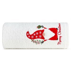 Bavlněný bílý ručník s vánočním trpaslíkem