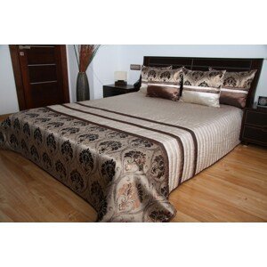 Luxusní přehozy na postel ve světle hnědé barvě s proužky a vzorem