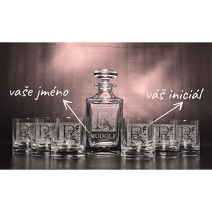 Diamante Křišťálový whisky set s gravírováním INICIÁL + JMÉNO  1+6
