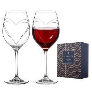 Diamante sklenice na červené víno Hearts s krystaly Swarovski 470ml 2KS