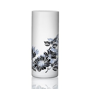 Crystalex bílá dekorovaná váza Květiny 26 cm