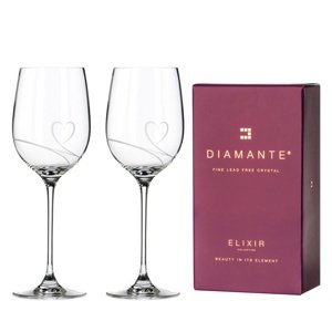 Diamante sklenice na bílé víno Srdce 330 ml 2KS