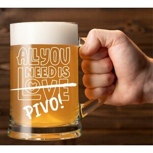 Sahm Pivní půllitr s gravírováním ALL YOU NEED IS PIVO