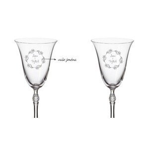 Crystalite Bohemia Svatební skleničky na bílé víno KRUH KVĚTINY 250 ml 2KS