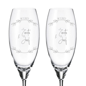 Crystalite Bohemia Svatební sklenice na šampaňské VĚTVIČKA 290 ml 2KS