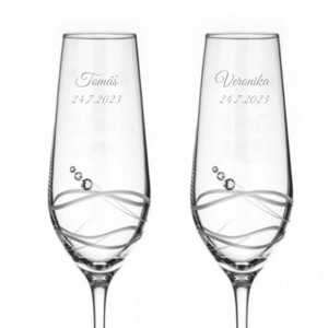Diamante Svatební skleničky na šampaňské Venezia s krystaly Swarovski 230 ml 2KS