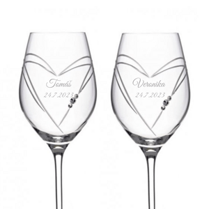 Diamante Svatební sklenice na bílé víno Hearts s krystaly Swarovski 360ml 2KS