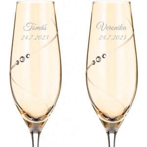 Diamante Svatební sklenice na šampaňské Silhouette City Amber s kamínky Swarovski 210ml 2KS