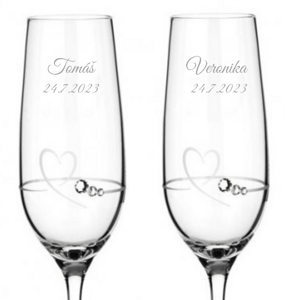 Dekorant svatby Svatební sklenice na šampaňské se Swarovski krystaly Petit Heart 150 ml 2KS