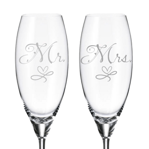 Crystalite Bohemia Svatební sklenice na šampaňské MR MRS 290 ml 2KS