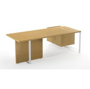 NARBUTAS - Kancelářský stůl PLANA 244x150x75 s modesty panelem a fixním kontejnerem na levé straně