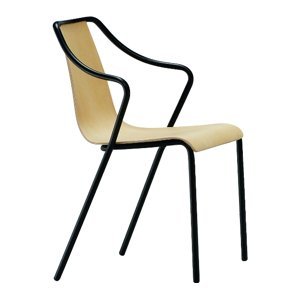 MIDJ - Židle OLA, dřevěný sedák s područkami