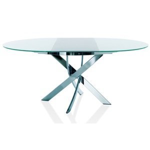 BONTEMPI - Rozkládací jídelní stůl BARONE, sklo/dřevo