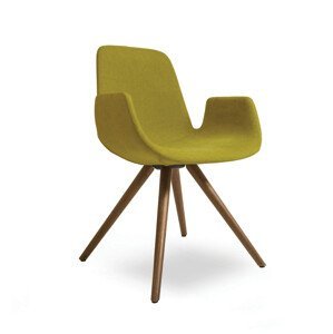TONON - Čalouněná židle STEP s kulatou dřevěnou podnoží a područkami
