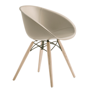 PEDRALI - Čalouněná židle GLISS WOOD 904/F DS - béžová kůže
