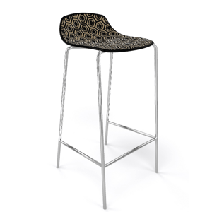 GABER - Barová židle ALHAMBRA vysoká, černobéžová/chrom