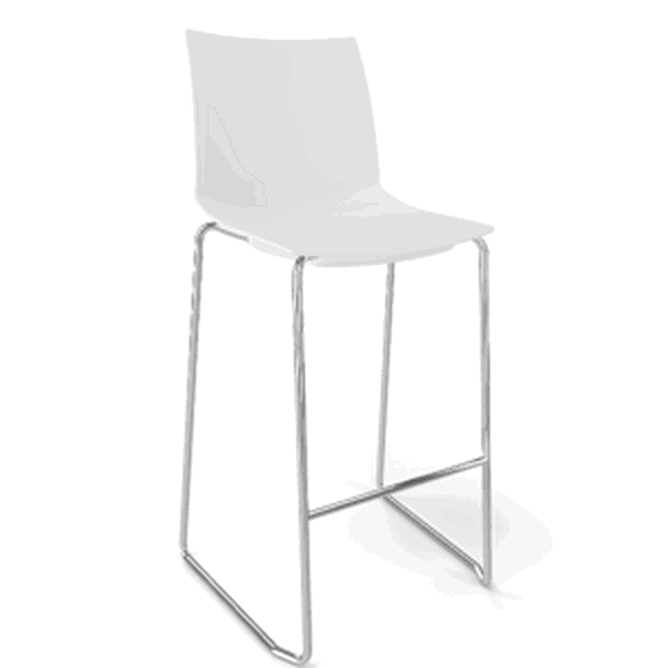 GABER - Barová židle KANVAS ST 76 - vysoká, bílá/chrom