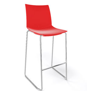GABER - Barová židle KANVAS ST 76 - vysoká, červená/chrom