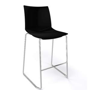 GABER - Barová židle KANVAS ST 66 - nízká, černá/chrom