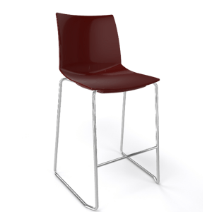GABER - Barová židle KANVAS ST 66 - nízká, hnědá/chrom