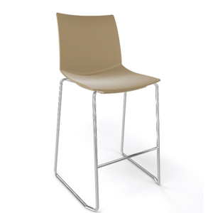 GABER - Barová židle KANVAS ST 66 - nízká, světle hnědá/chrom