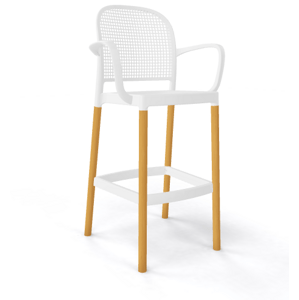 GABER - Barová židle PANAMA BLB - vysoká, bílá/buk
