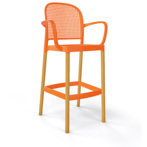 GABER - Barová židle PANAMA BLB - vysoká, oranžová/buk