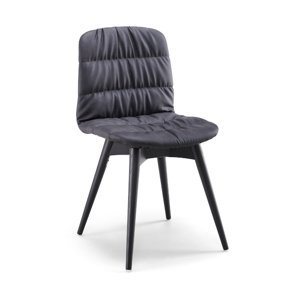 MIDJ - Čalouněná židle LIÙ, dřevěná podnož