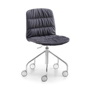 MIDJ - Výškově stavitelná čalouněná židle LIÙ, podnož s kolečky