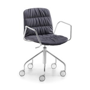 MIDJ - Výškově stavitelná čalouněná židle LIÙ na kolečkách