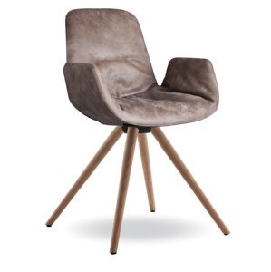 TONON - Otočná čalouněná židle STEP, dřevěná podnož