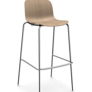 MAGIS - Barová židle TROY s dřevěným sedákem a čtyřnohou podnoží
