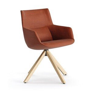 ESPATTIO - Otočná židle BOW s područkami a dřevěnou podnoží