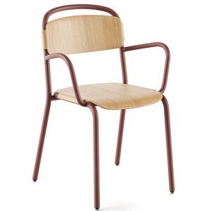 INFINITI - Židle SKOL s dřevěným sedákem a područkami