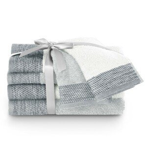 Sada bavlněných ručníků AmeliaHome Aria bílá/stříbrná, velikost 2*70x140+2*50x90+2*30x50