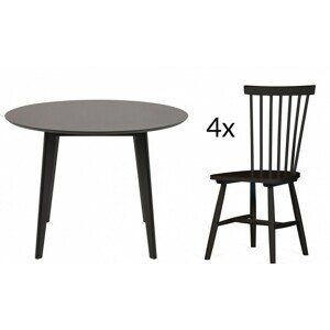 Hector Jídelní stůl Roxby + 4 jídelní židle Edgardo černé