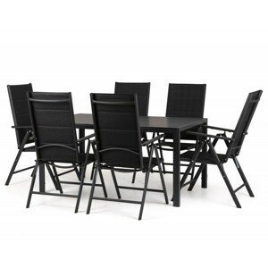 Hector Sada zahradního nábytku - stůl 150 cm + 6 židlí Dizu černá