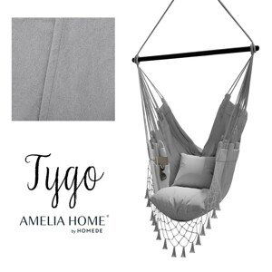 AmeliaHome Závěsné houpací křeslo Tygo světle šedé, velikost 100x130